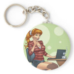 Sexy Redhead on Internet Computer by Al Rio keychains