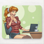 Sexy Redhead on Internet Computer by Al Rio mousepads