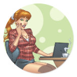 Sexy Redhead on Internet Computer by Al Rio stickers