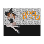 Sexy Redhead Witch Casting Spell on Boo Halloween postcards