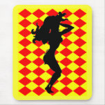 Sexy Silhouette on Red & Yellow Diamonds Mouse Mats