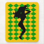 Sexy Silhouette on Yellow & Green Diamonds Mousepad