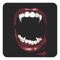 Sexy Vampire Fangs Bite Square Sticker