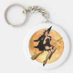 Sexy Witch Flies up to the Moon Keychains