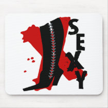 Sexy With Sexy Lace Up Boot, Big X Background Mousepads