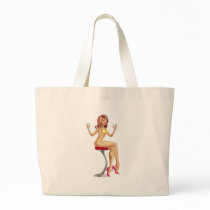 Sexy woman in bikini with cocktails illustration bag