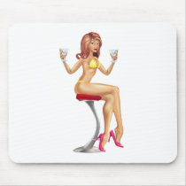 Sexy woman in bikini with cocktails illustration mousemats