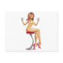 Sexy woman in bikini with cocktails illustration postcards