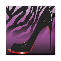 "Sexy Zebra Stiletto" (purple) by Cheryl Daniels Magnet