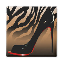 "Sexy Zebra Stiletto" (tan) by Cheryl Daniels Magnets