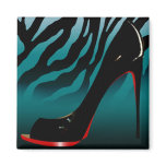 "Sexy Zebra Stiletto" (teal) by Cheryl Daniels Refrigerator Magnet