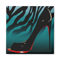 "Sexy Zebra Stiletto" (teal) by Cheryl Daniels Refrigerator Magnet