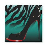 "Sexy Zebra Stiletto" turquoise by Cheryl Daniels Refrigerator Magnet