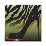 "Sexy Zebra Stiletto" (willow) by Cheryl Daniels Fridge Magnet