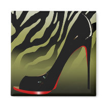 "Sexy Zebra Stiletto" (willow) by Cheryl Daniels Fridge Magnet