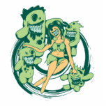 sexy zombie with posse funny vector cartoon art photo sculptures