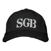 SGB Distressed Embroidered Chino Twill Cap (Blk) Embroidered Baseball Cap