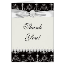shabby chandelier white black damask card