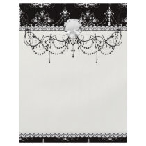 shabby chandelier white black damask full color flyer