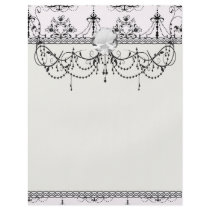 shabby chandelier white black damask flyer