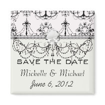 shabby chandelier white black damask fridge magnet