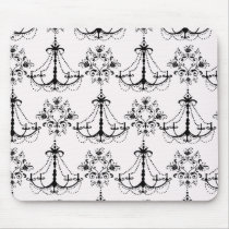 shabby chandelier white black damask mousemats