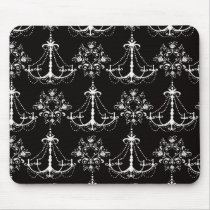 shabby chandelier white black damask mousepads