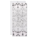 shabby chandelier white black damask rack cards