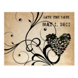 Shabby Chic Black Heart Save the Date Postcards