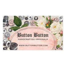 Shabby chic buttons bobbins sewing business cards