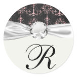 shabby chic chandelier mod pin black damask round stickers