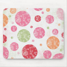 Shabby Chic Colourful Polka Dots Mousemat