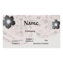 shabby chic grey heart swirl damask on grunge pink business card