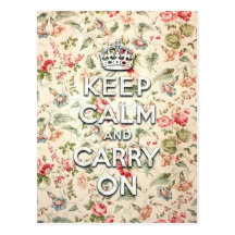 Shabby chic keep calm and carry on post card
