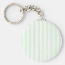 Shabby Chic Light Green and White Stripes Keychain
