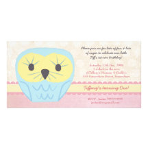 Shabby Chic Owl 1st Birthday Party Invite Personalised Photo Card