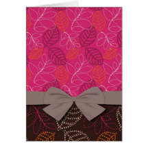 shabby hot pink brown etched leafy pattern cards
