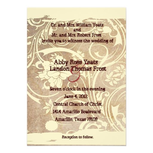 Shabby Parchment Wedding Invitation