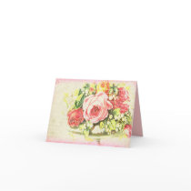 Shabby Rose Collage Art Greeting Card