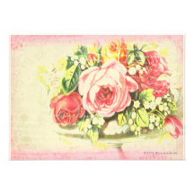 Shabby Rose Collage Art Personalised Invitation