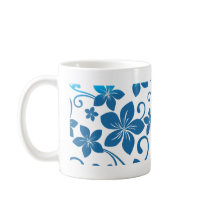 Shades of Blue Plumeria Blooms Mug