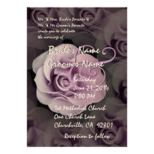 SHADES OF LAVENDER PURPLE Rose Wedding Invitation