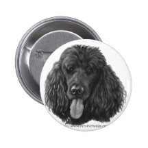 Shadow, Black Standard Poodle Pinback Buttons