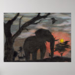 Shadow Elephant Poster Print
