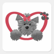 Shaggy Puppy in a Red Heart Stickers