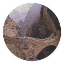 Shahara Bridge, 9000 ft. chasm, Yemen Round Sticker