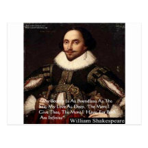 Shakespeare "Love Infinite" Love Quote Gifts & Tee Post Card