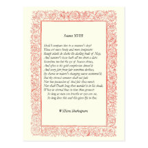 Shakespeare Sonnet # 18 Post Card
