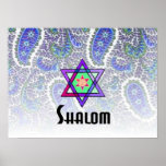 Shalom in Blue Paisley posters