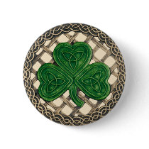 Shamrock And Celtic Knots Button Beige